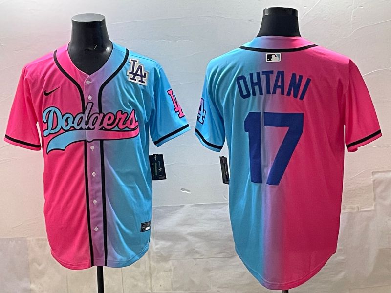 Men Los Angeles Dodgers #17 Ohtani Blue pink Game 2025 Nike MLB Jersey style 0019